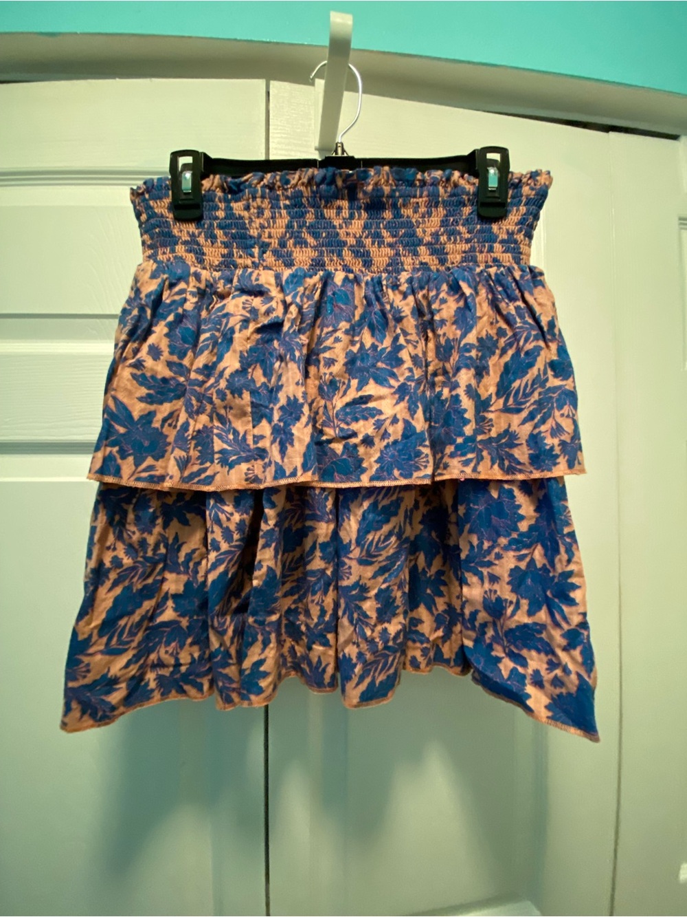 Universal Thread Goods Co. Blue & Mauve Ruffle Skirt -Elastic Waist -Large